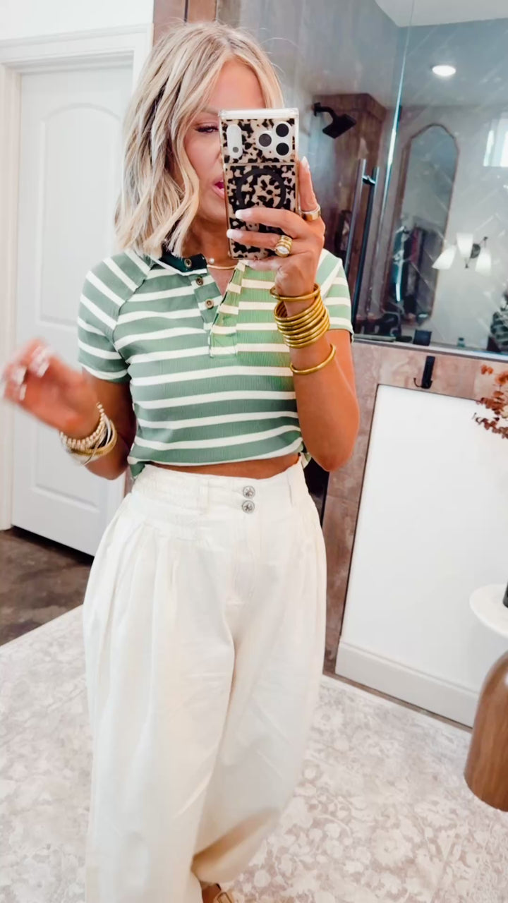 Sage Stripe Top