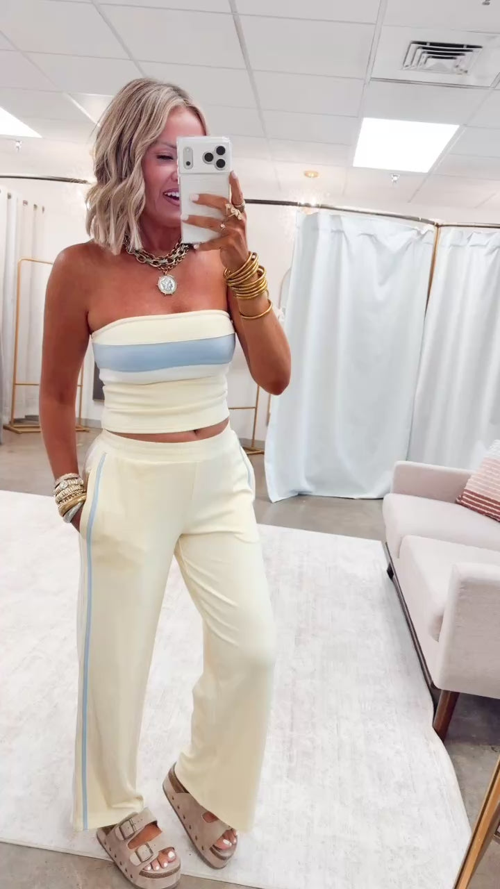The Ocean Drive Two Piece Set-Butter/Blue
