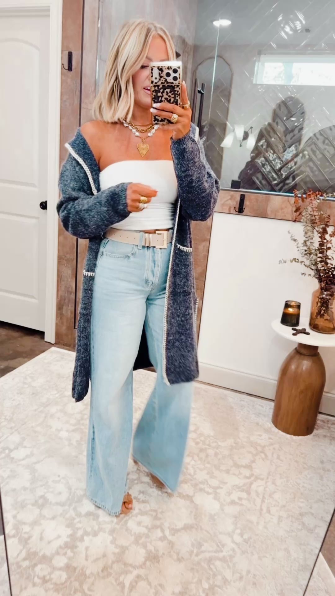 Whipstitch Edge Hooded Cardigan