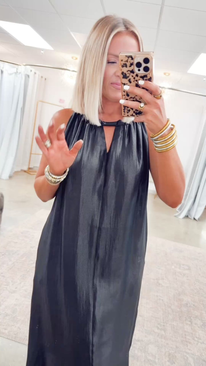 Halter Tie Back Dress-Black