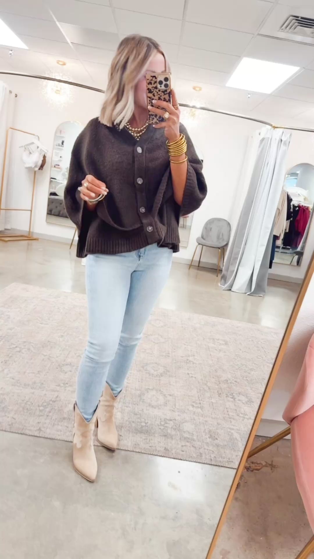 Sweater Cape Cardigan-Espresso