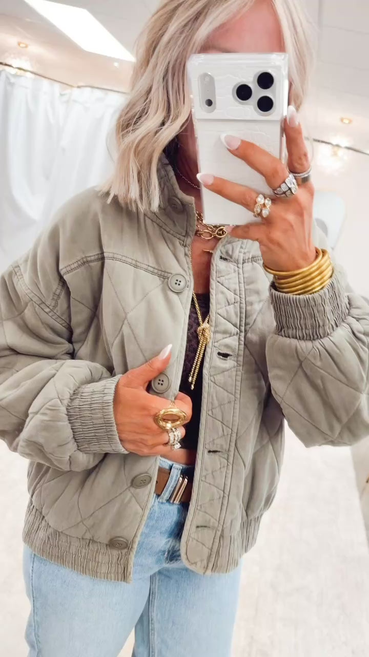 The Magnolia Quilted Jacket-Olive