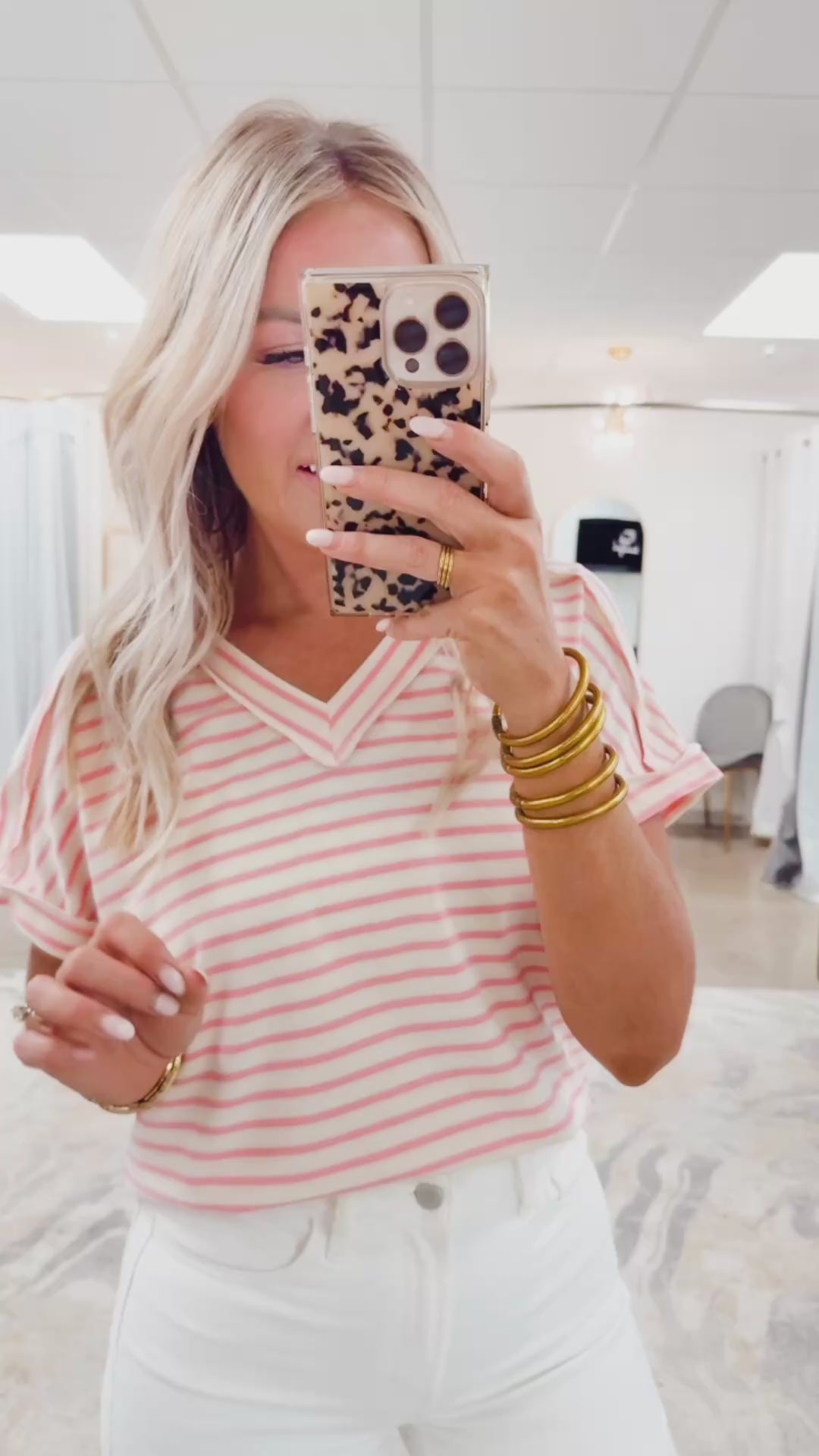 Lucy Stripe Top-Pink