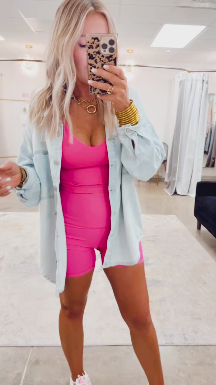 The Hot Shot Biker Shorts 6in.-Fuchsia
