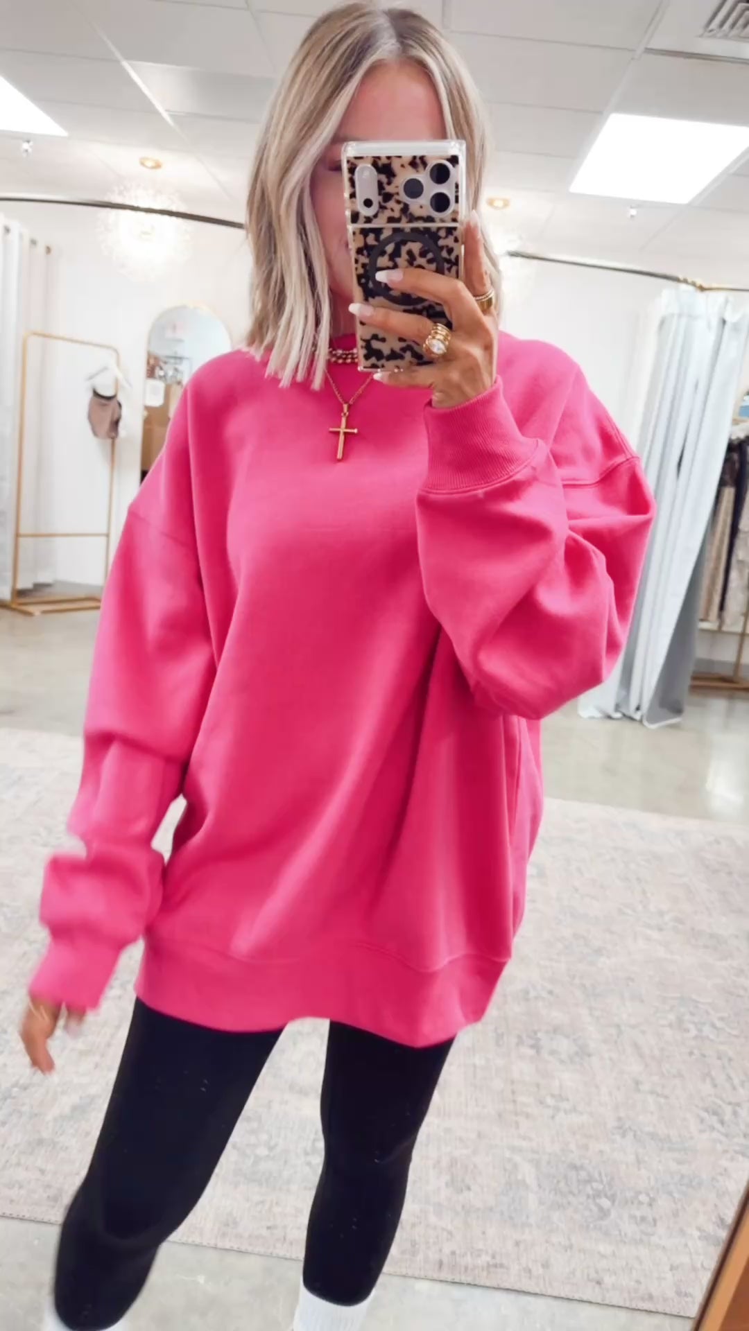 The Classic Crew Pullover-Hot Pink