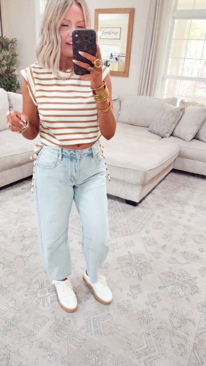 The Shoreline Stripe Top-Clay
