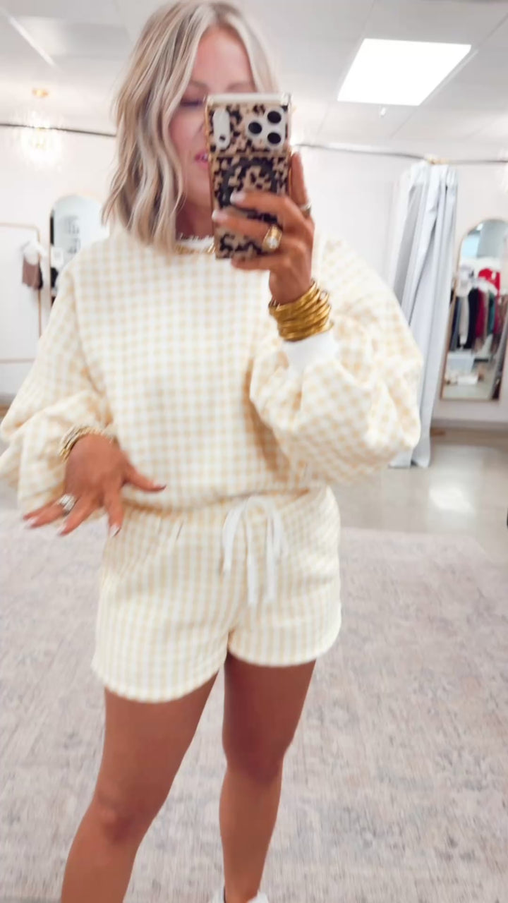 Gingham Lounge Set-Yellow