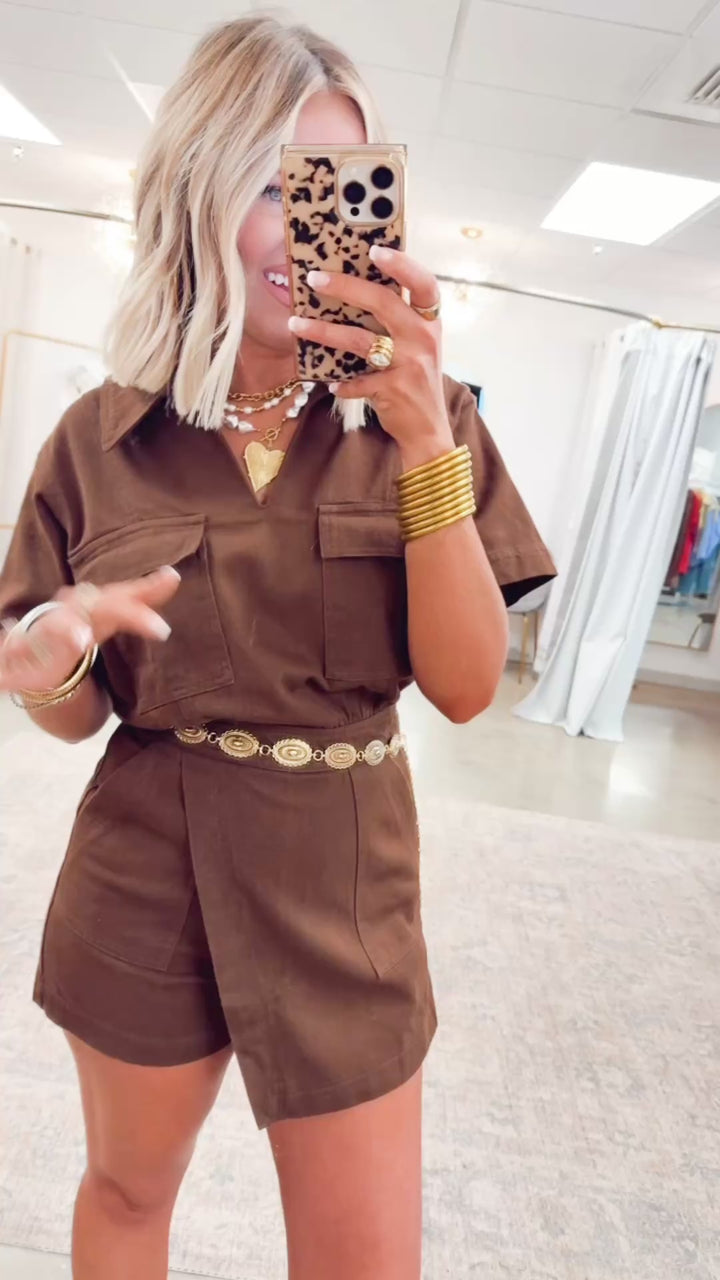 Brixton Wrap Romper-Espresso