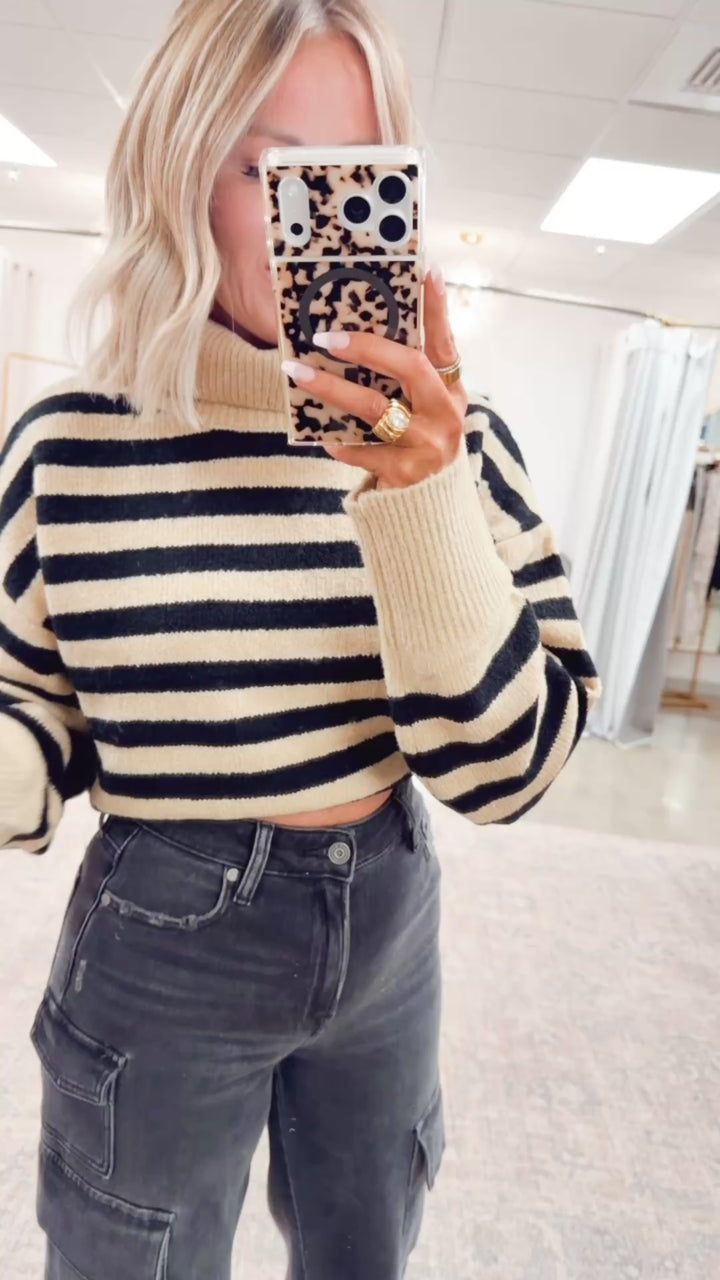 The Suri Sweater-Taupe/Black