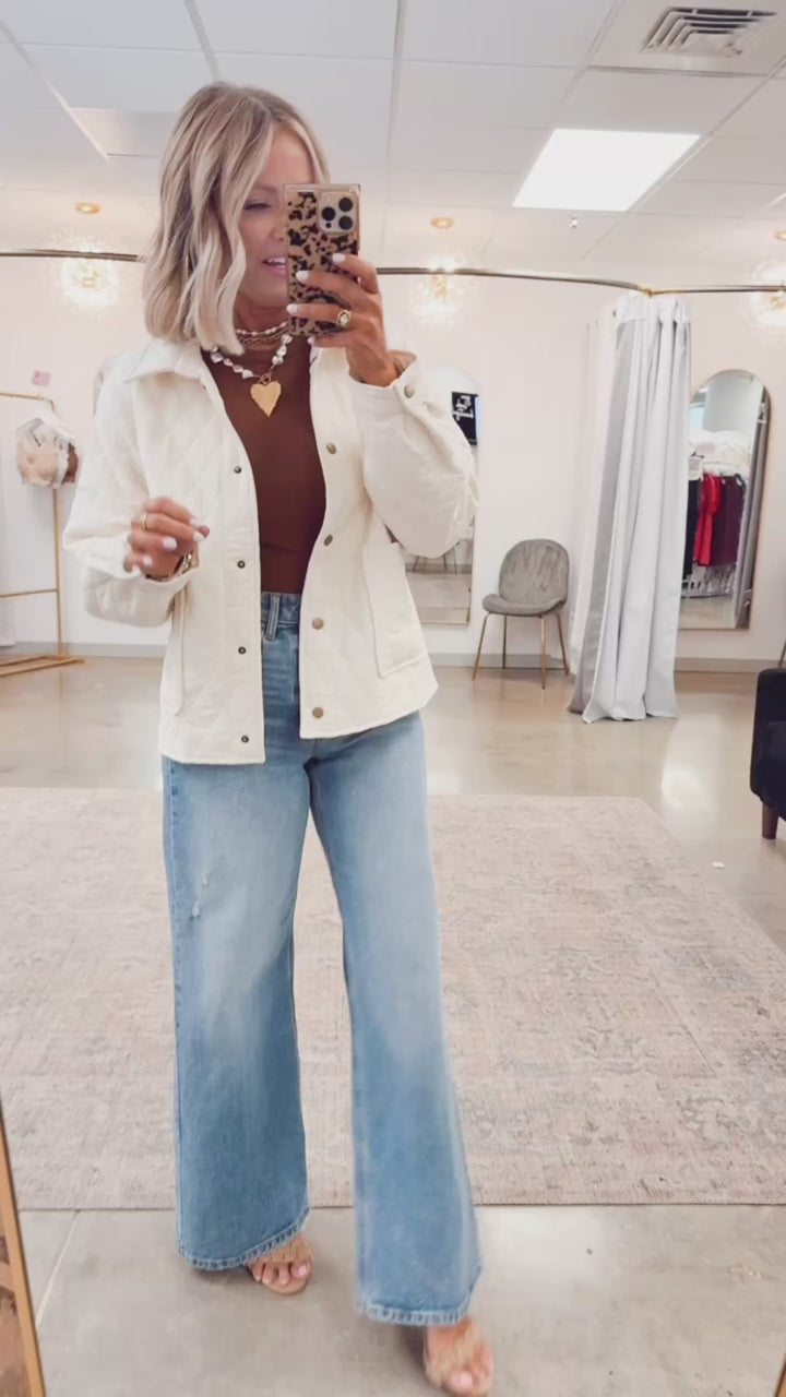 Ivy Quilted Jacket-Cream