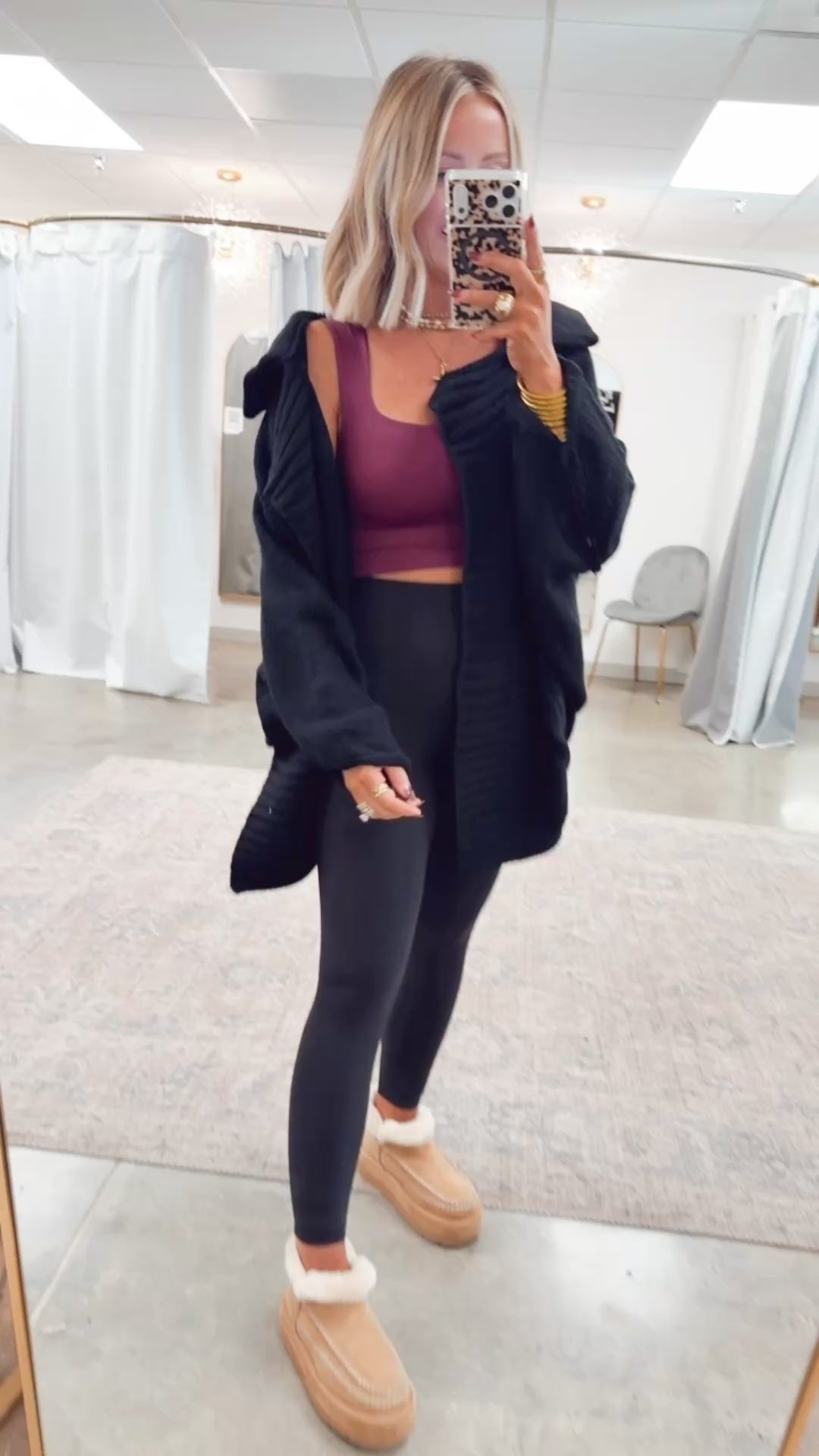 Amelia Drape Cardigan-Black