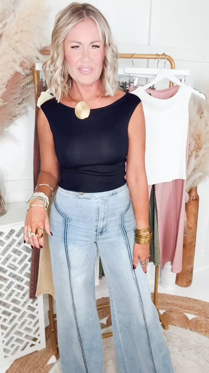 Katherine High Waisted Wide Leg Jean-Sand