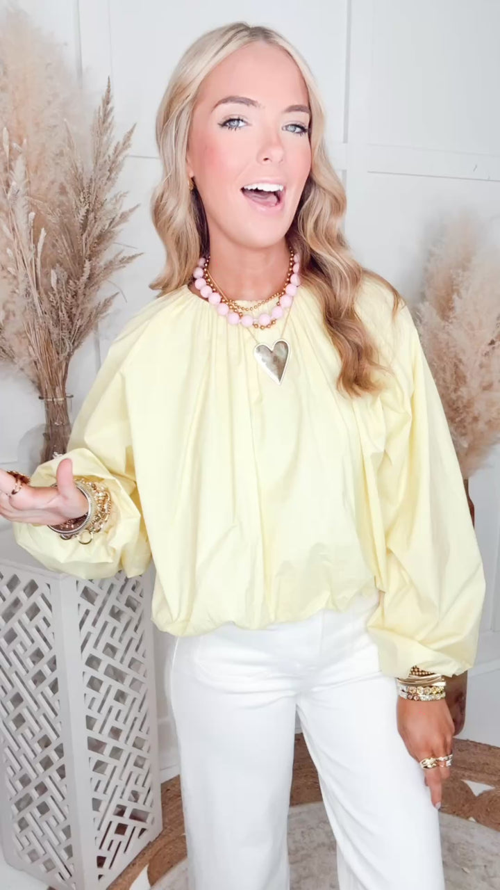 The Celeste Ruched Blouse-Lemon