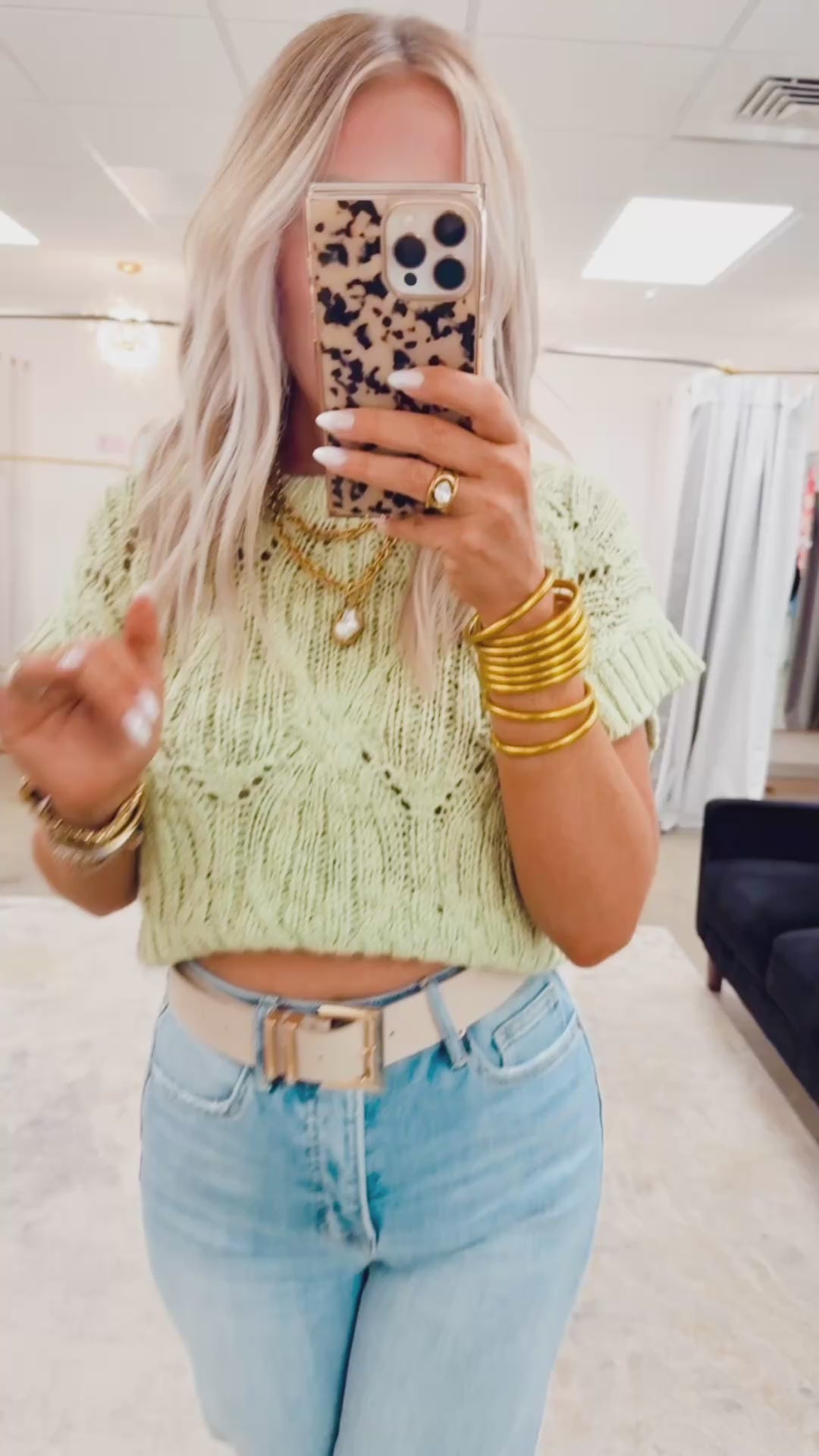 Cable Knit Sweater Top-Pistachio