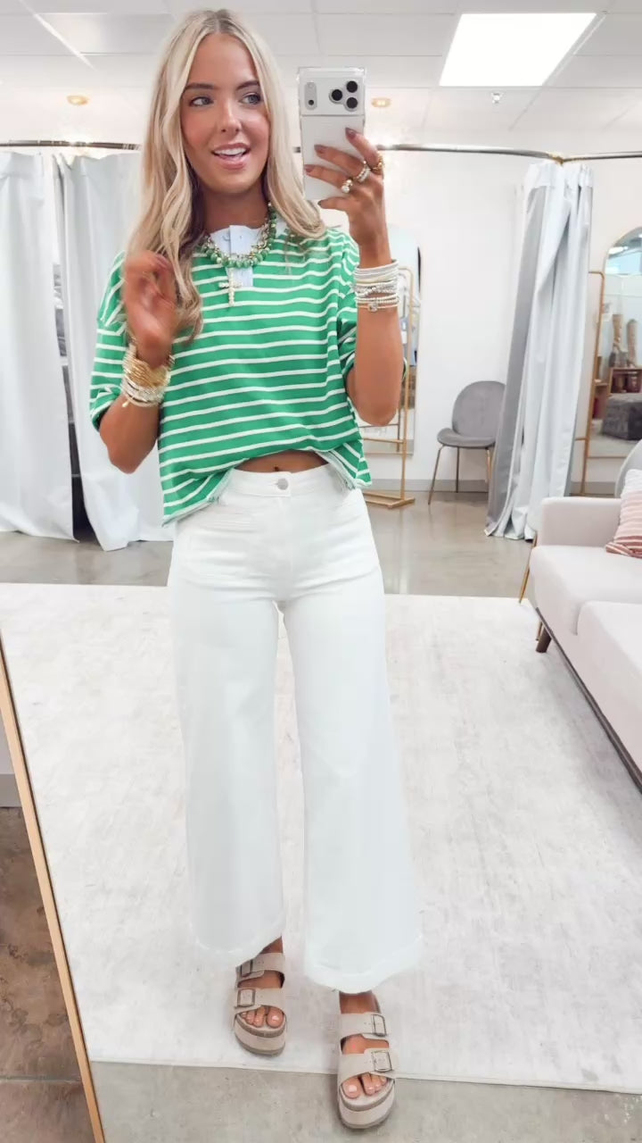 The Parkside Stripe Top-Green