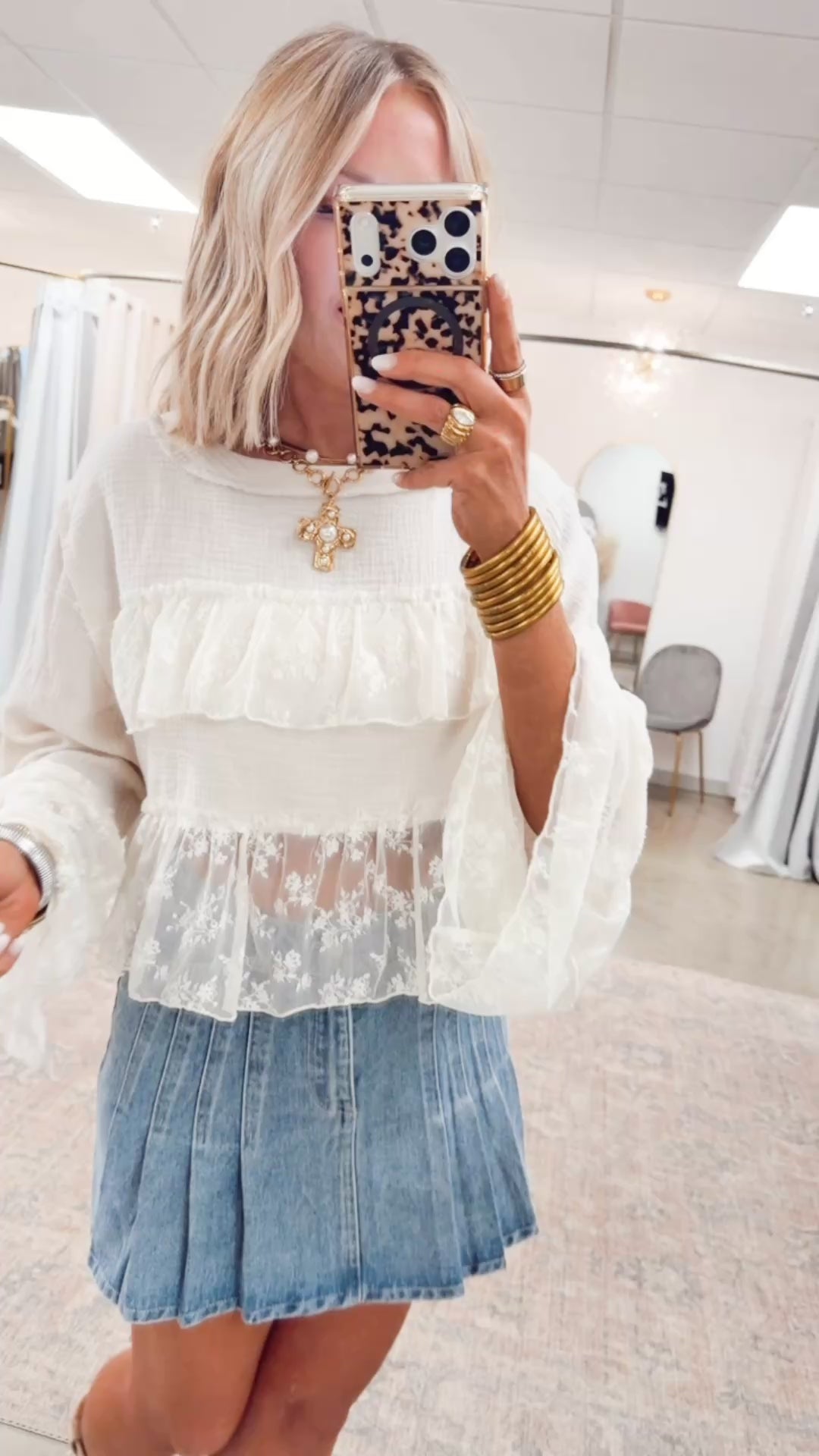 Carrie Pleated Denim Skirt