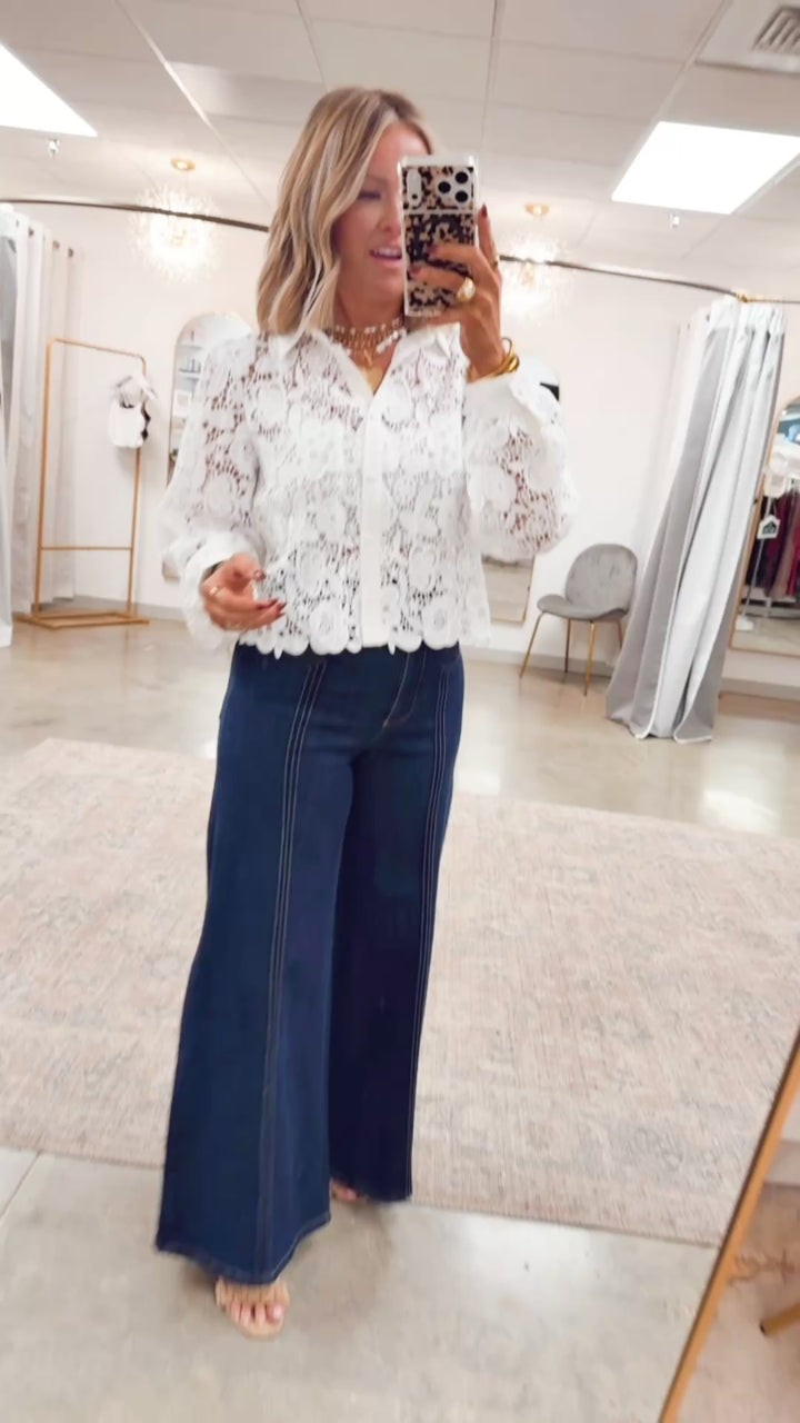 Simone Lace Button Up Top