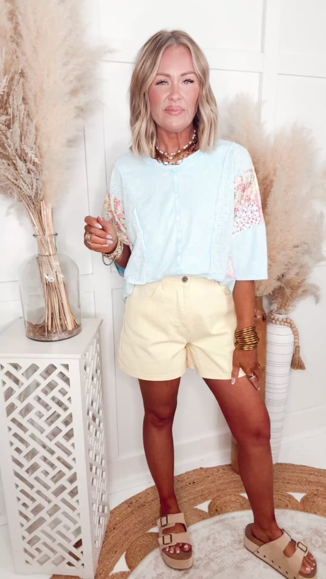 The Meadow Eyelet Top-Blue