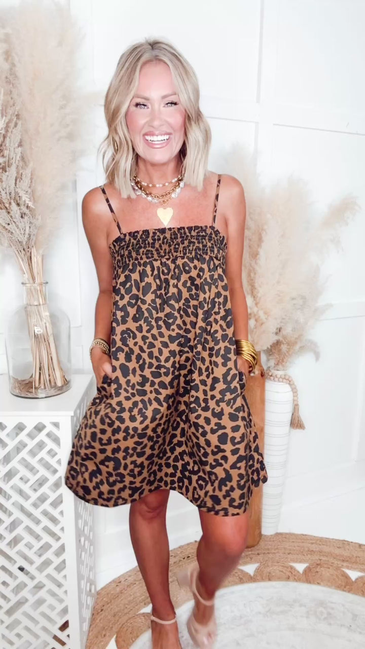 - FINAL SALE- Leopard Meadow Mini Dress