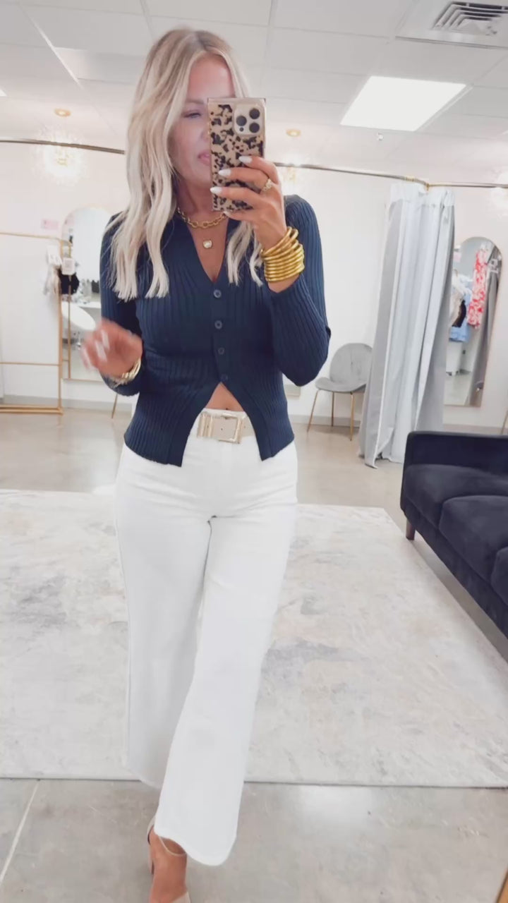 Livie Collared Top-Navy