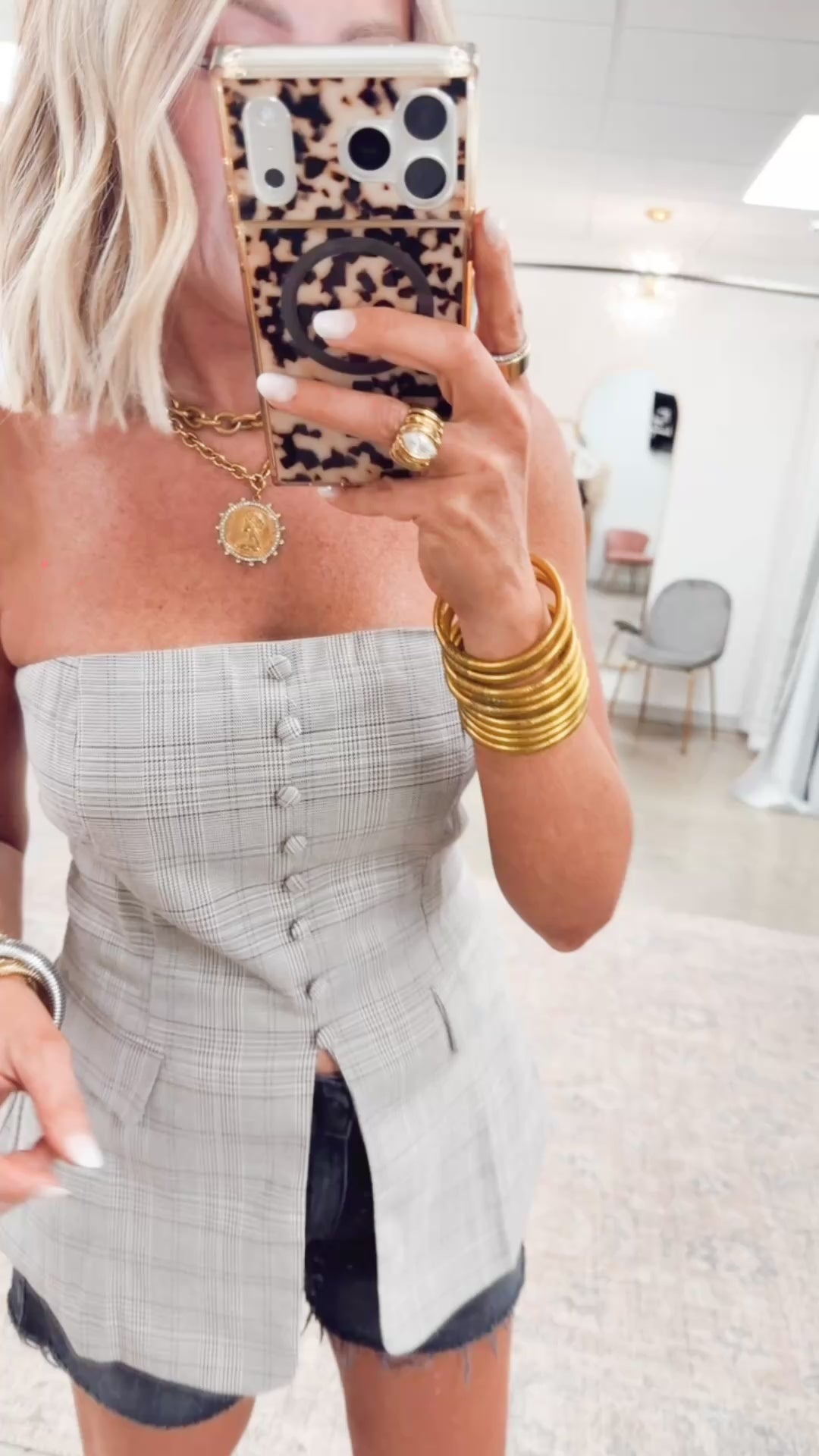 Ramona Plaid Split Hem Top