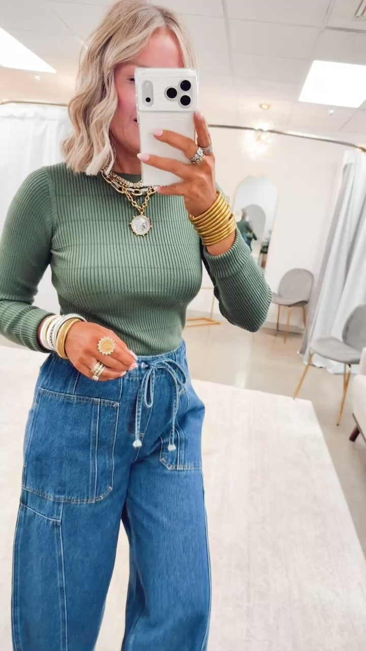 The Pretty Lines Sweater-Moss