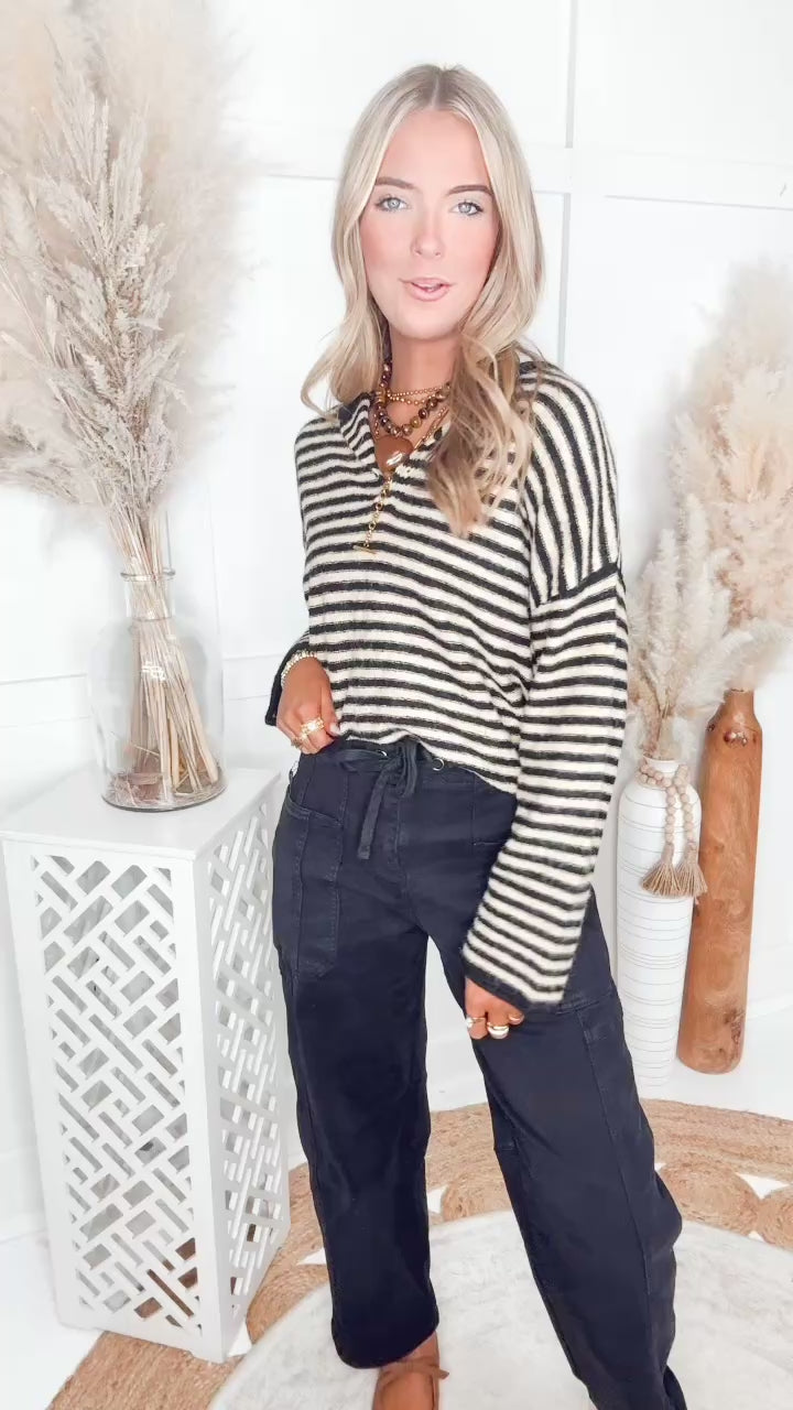 The Stripe Theory Top-Black/Mocha