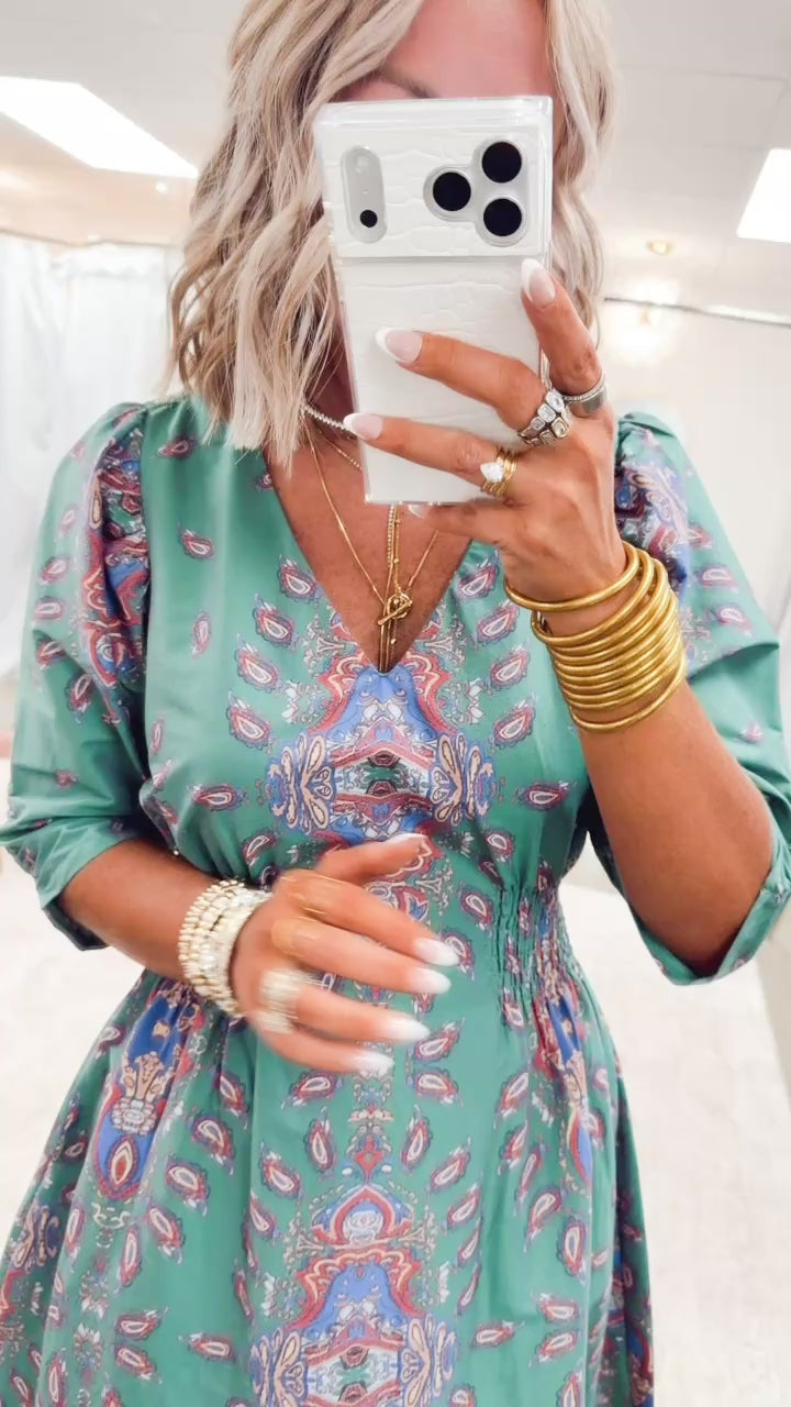 The Emerald Allure Midi Dress
