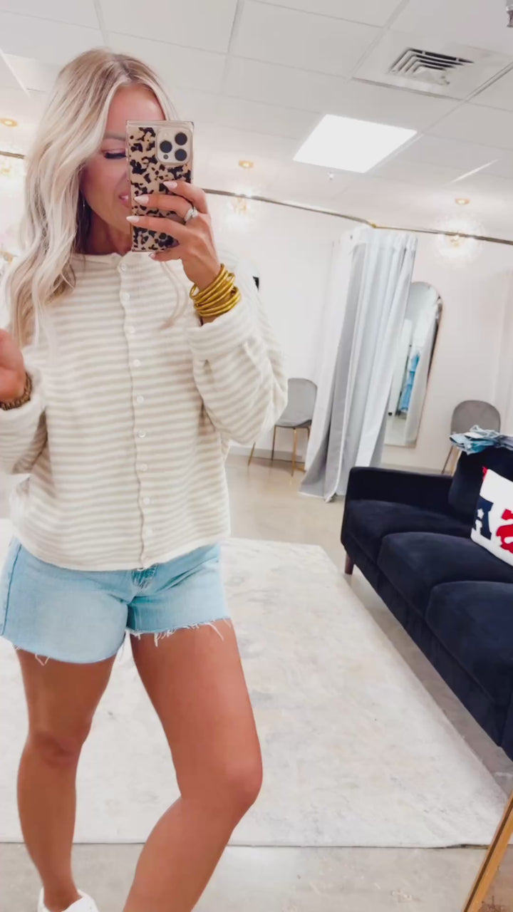 Seaside Stroll Cardigan-Cream Stripe