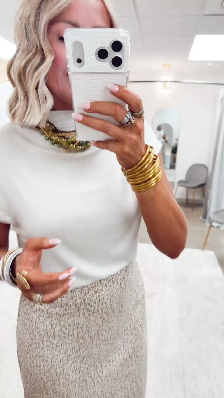 Mia Mock Neck Top-Beige
