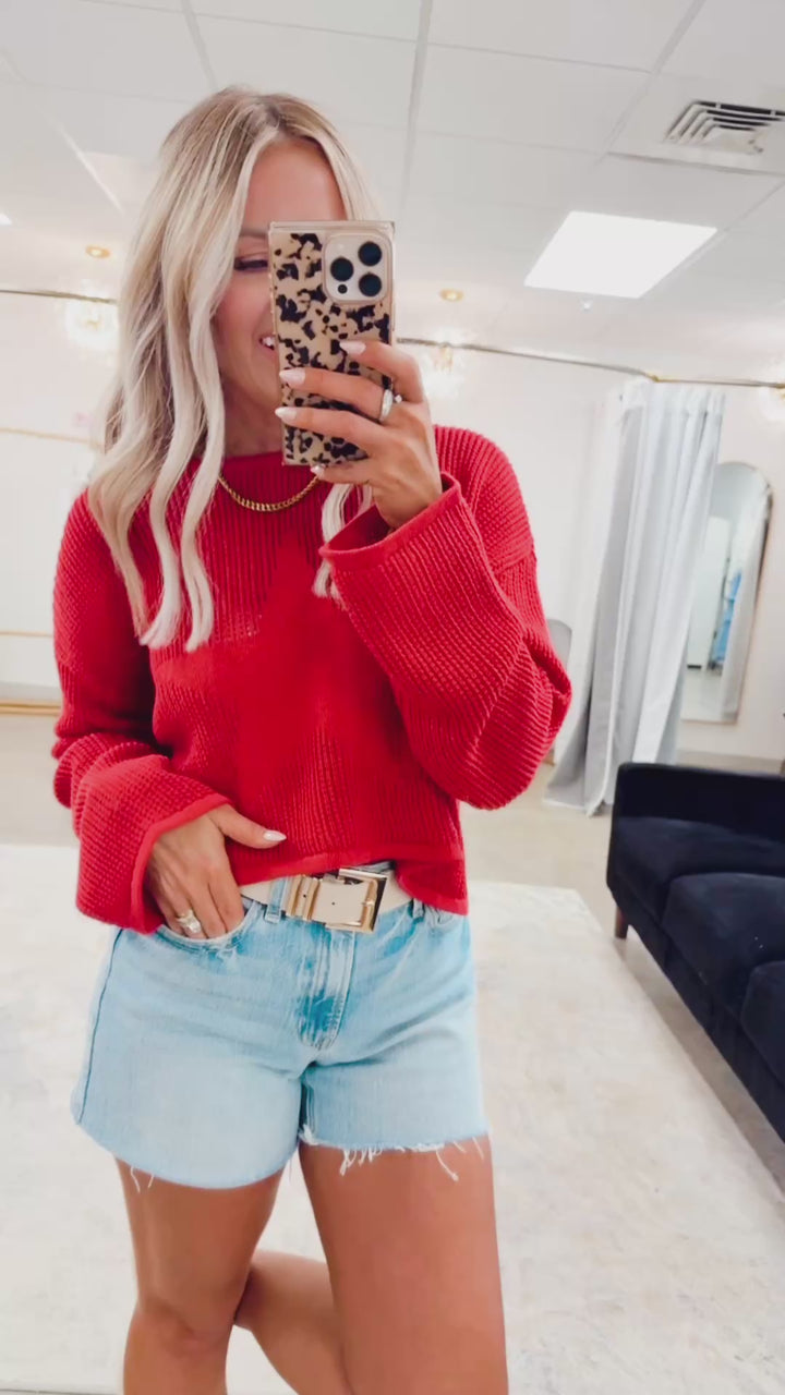 Starlit Sweater Top-Red