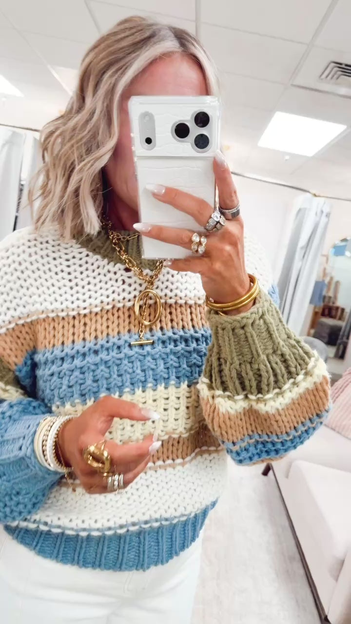 Honey & Hues Sweater-Denim/Yellow