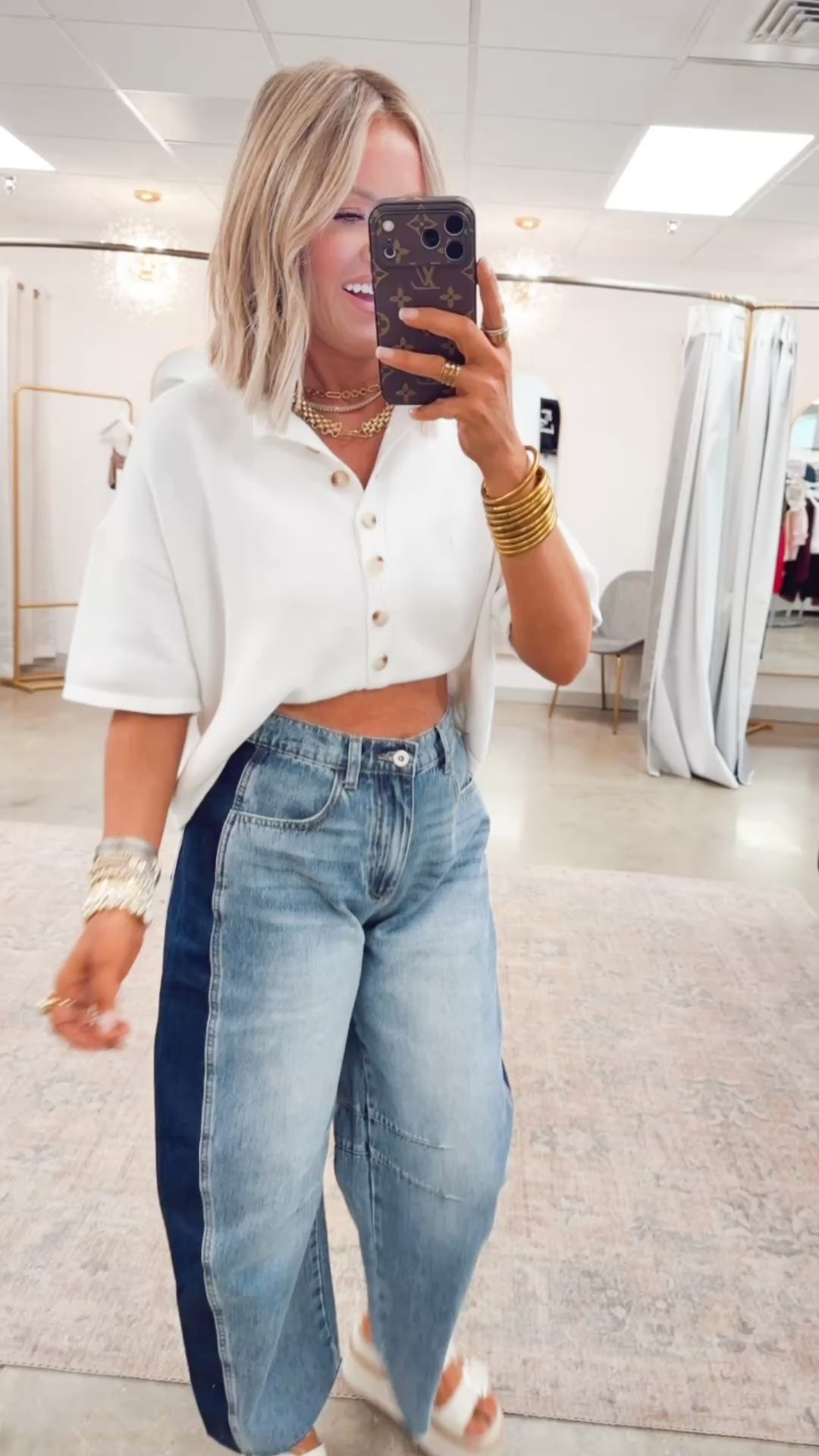 The Windsor Button Up Top-White