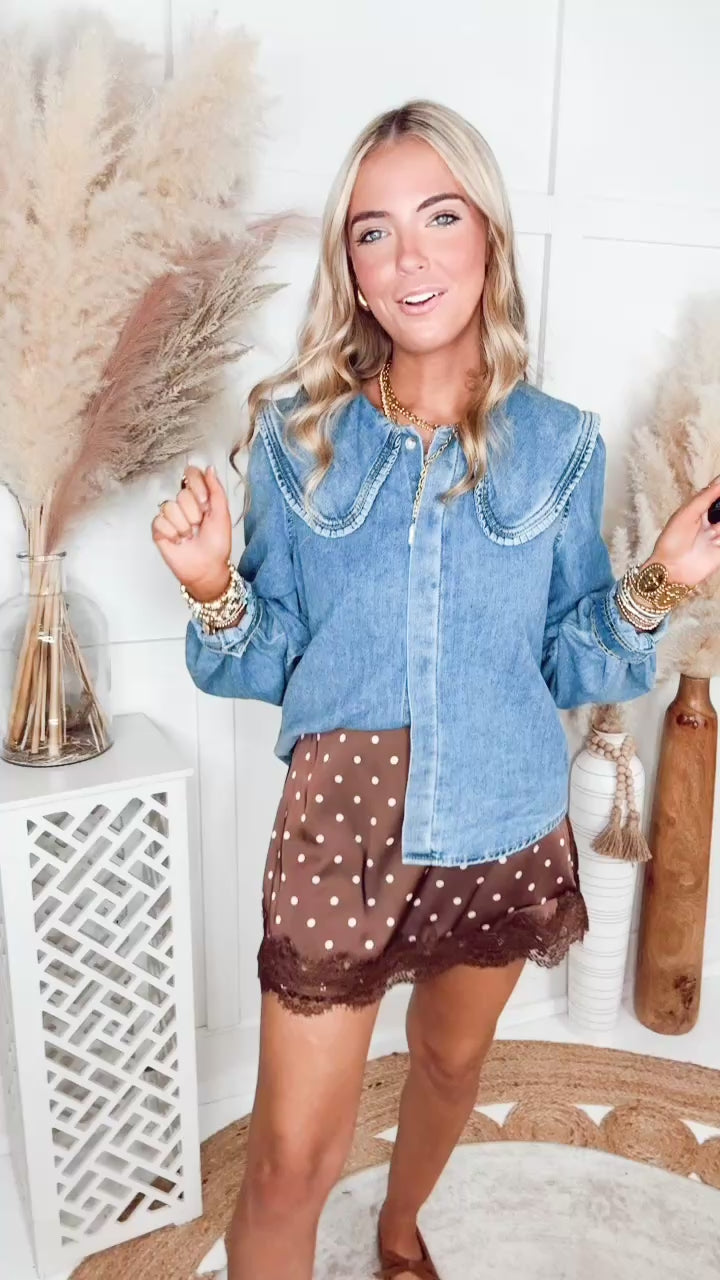 The Collared Charm Top-Denim