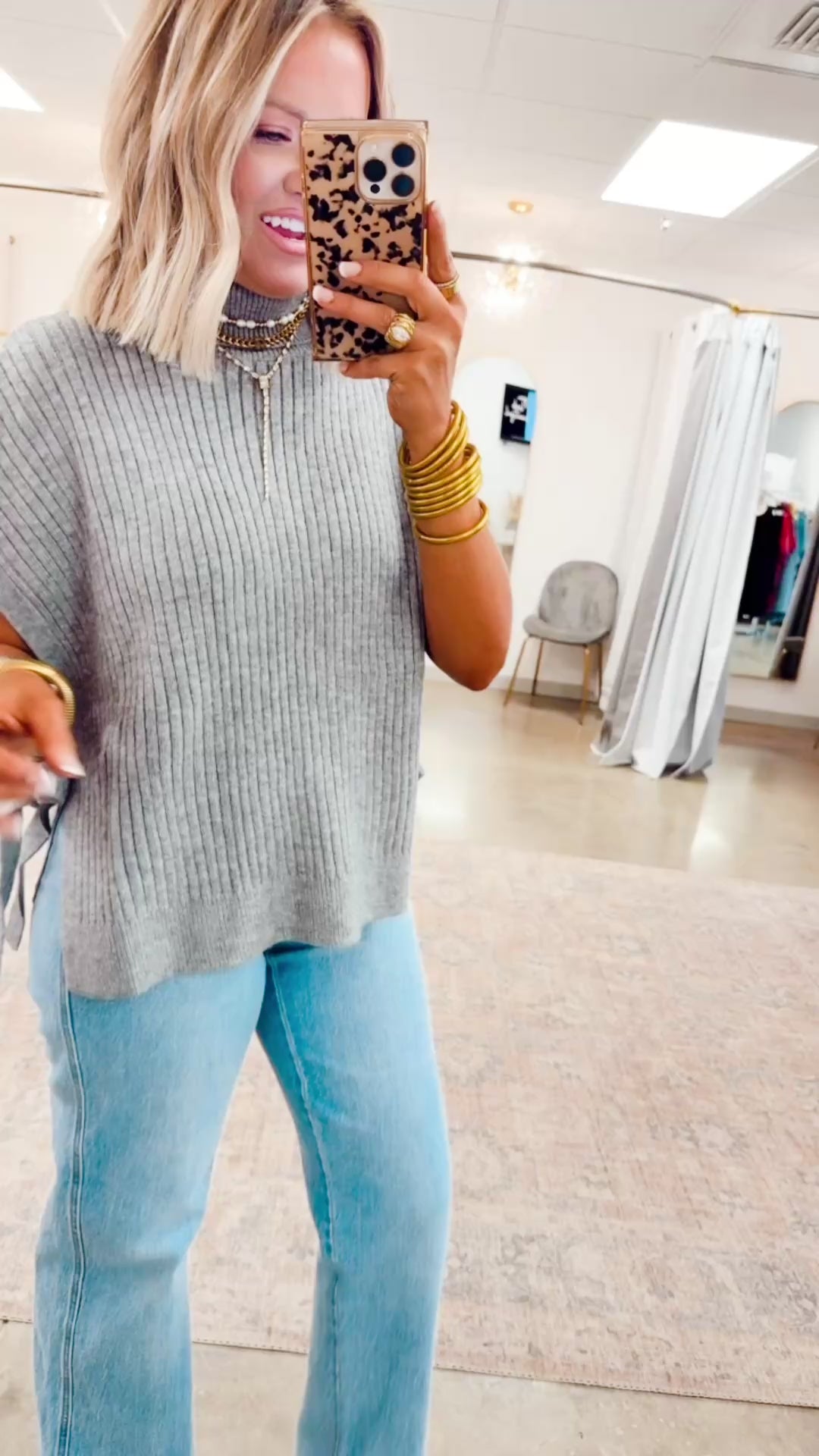 Turtle Neck Sweater Vest-Grey