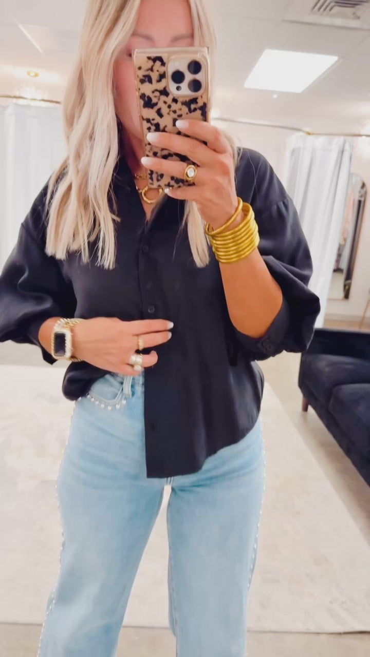 The Ava Puff Sleeve Blouse-Black