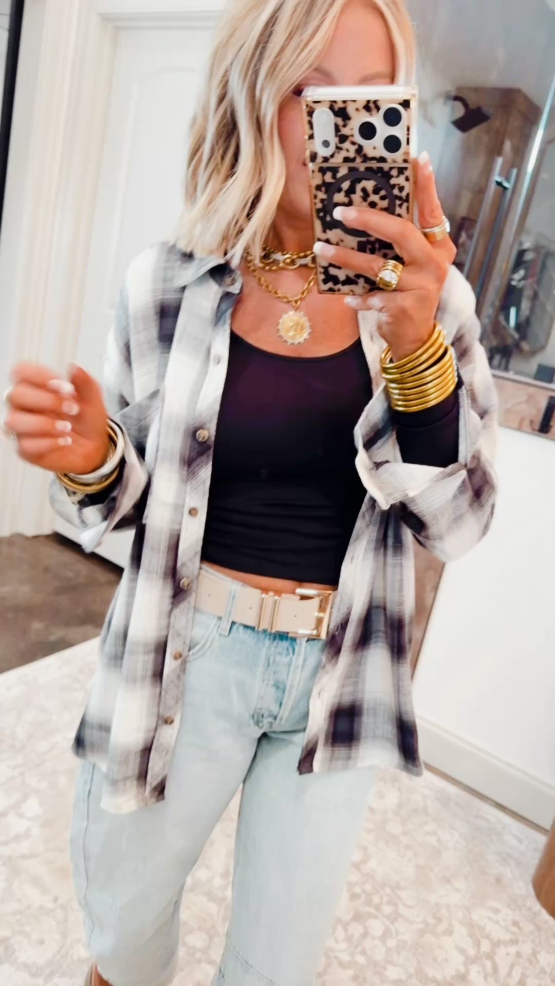 Charcoal Flannel Top