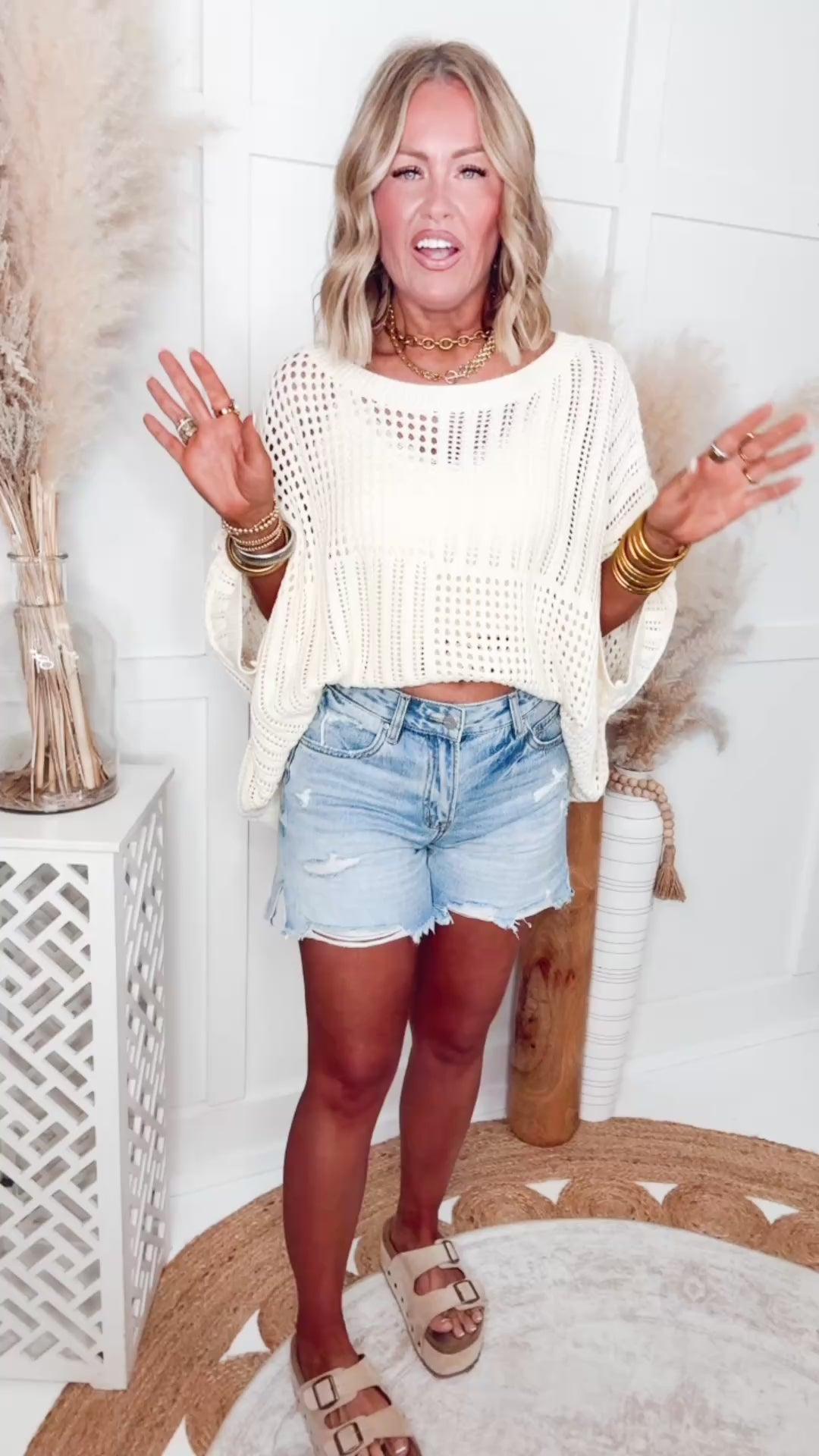 The Seabreeze Open Knit Top-Cream