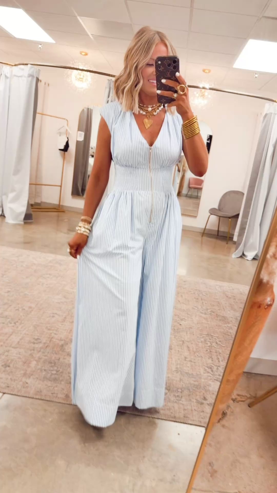 The Blue Bay Jumpsuit-Blue/White