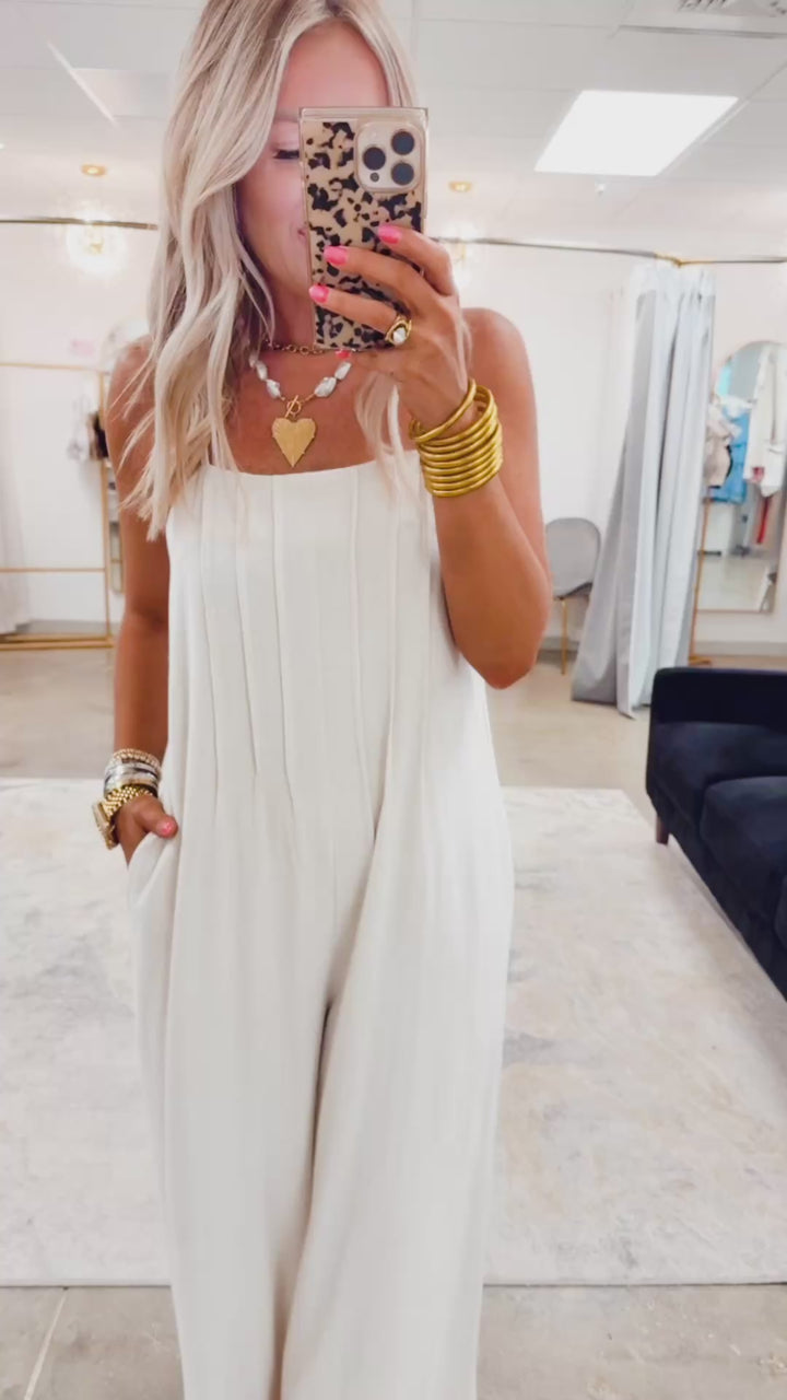 Blakely Pleated Jumpsuit-Oatmeal
