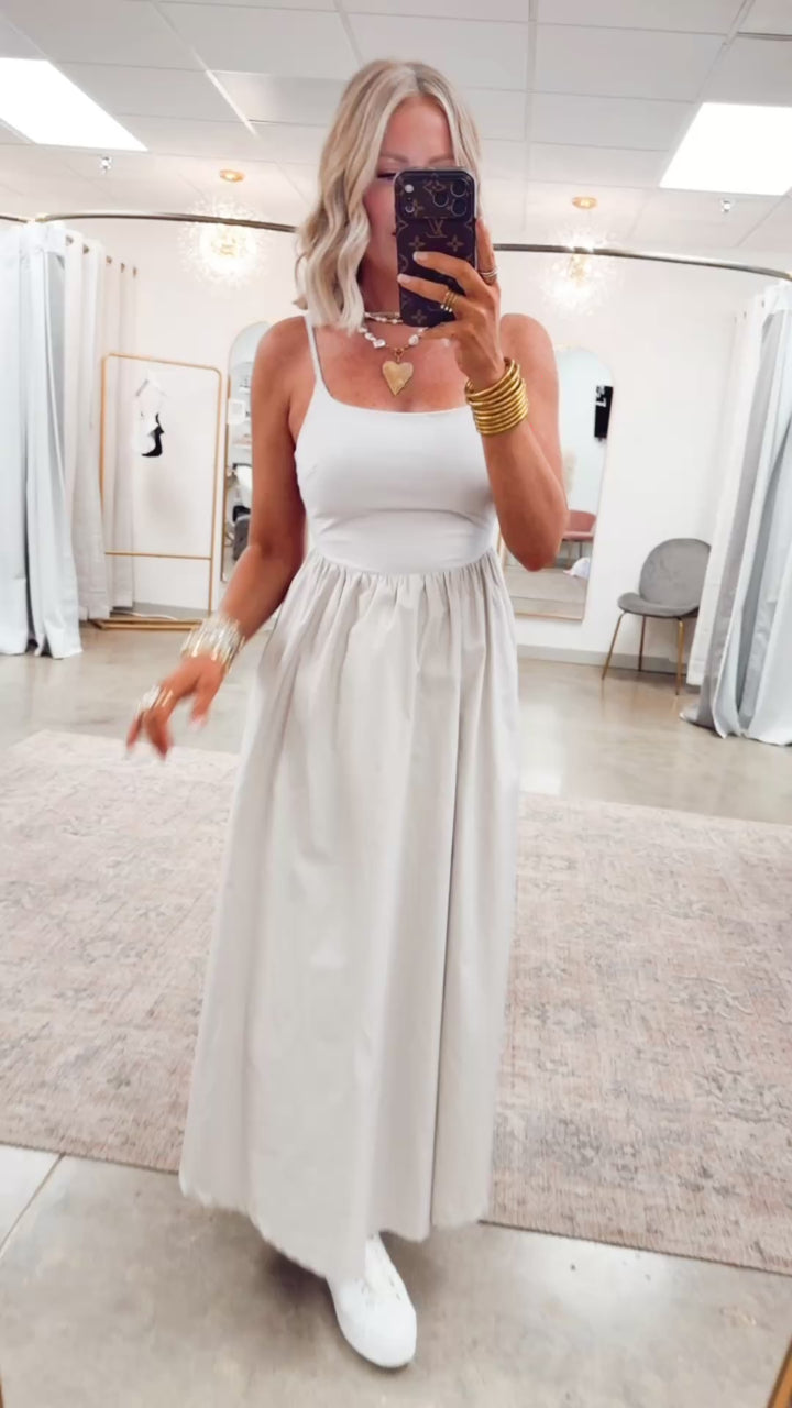 Everyday Elegance Midi Dress-Stone