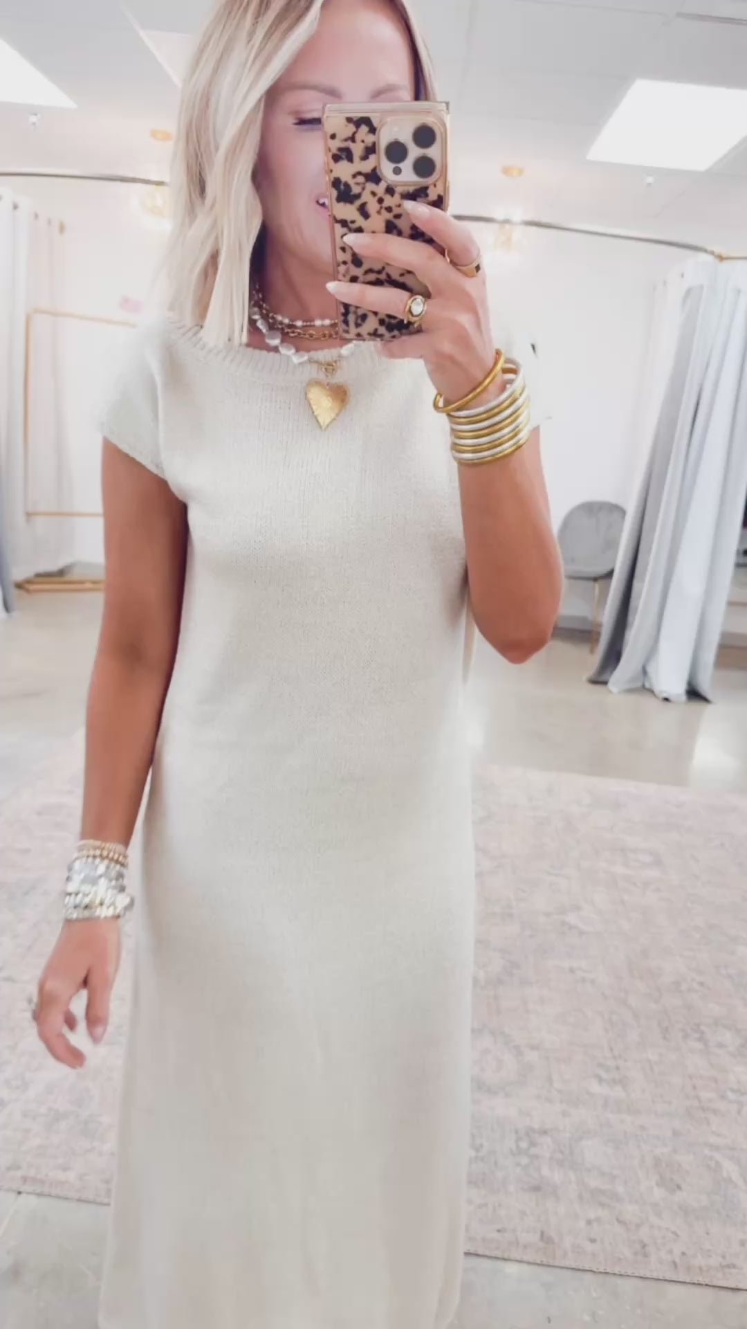 Nova Sweater Midi Dress-Ecru
