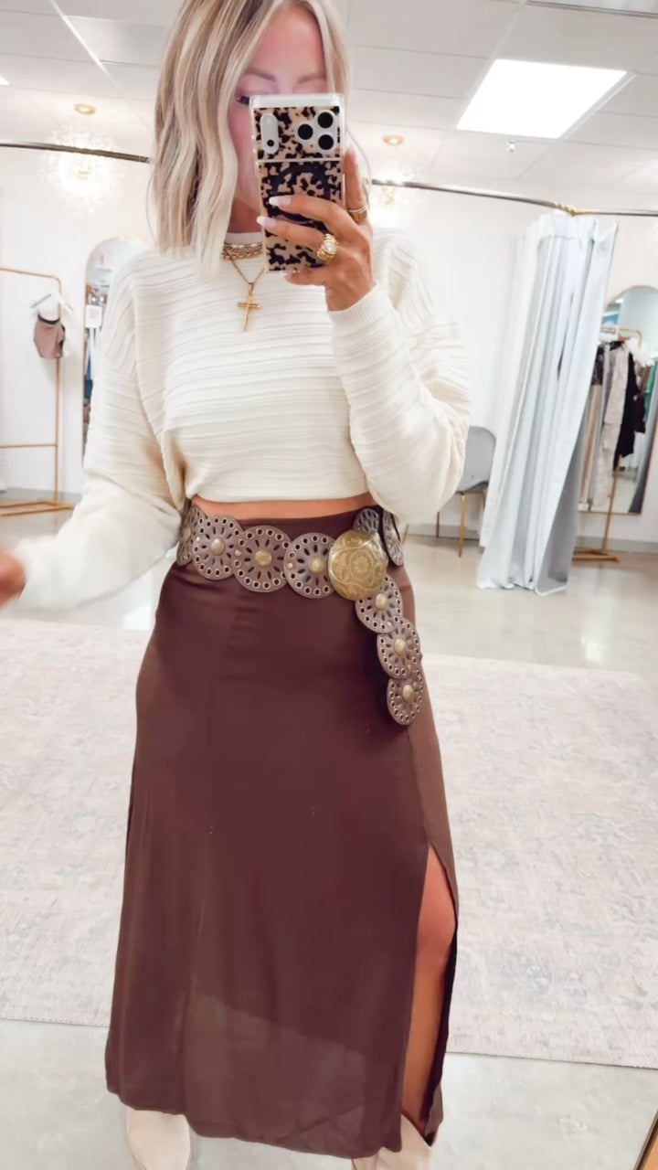 The Marlow Midi Skirt-Brown