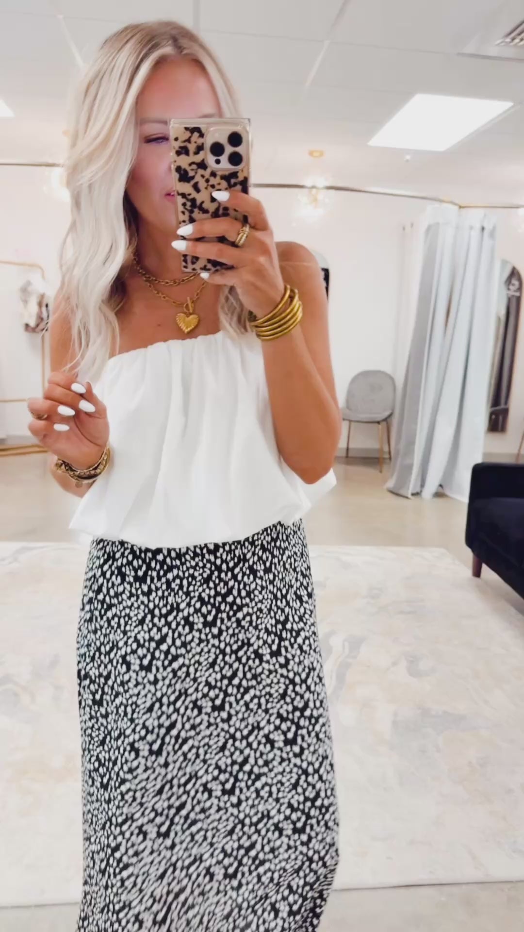 Abstract Leopard Midi Skirt
