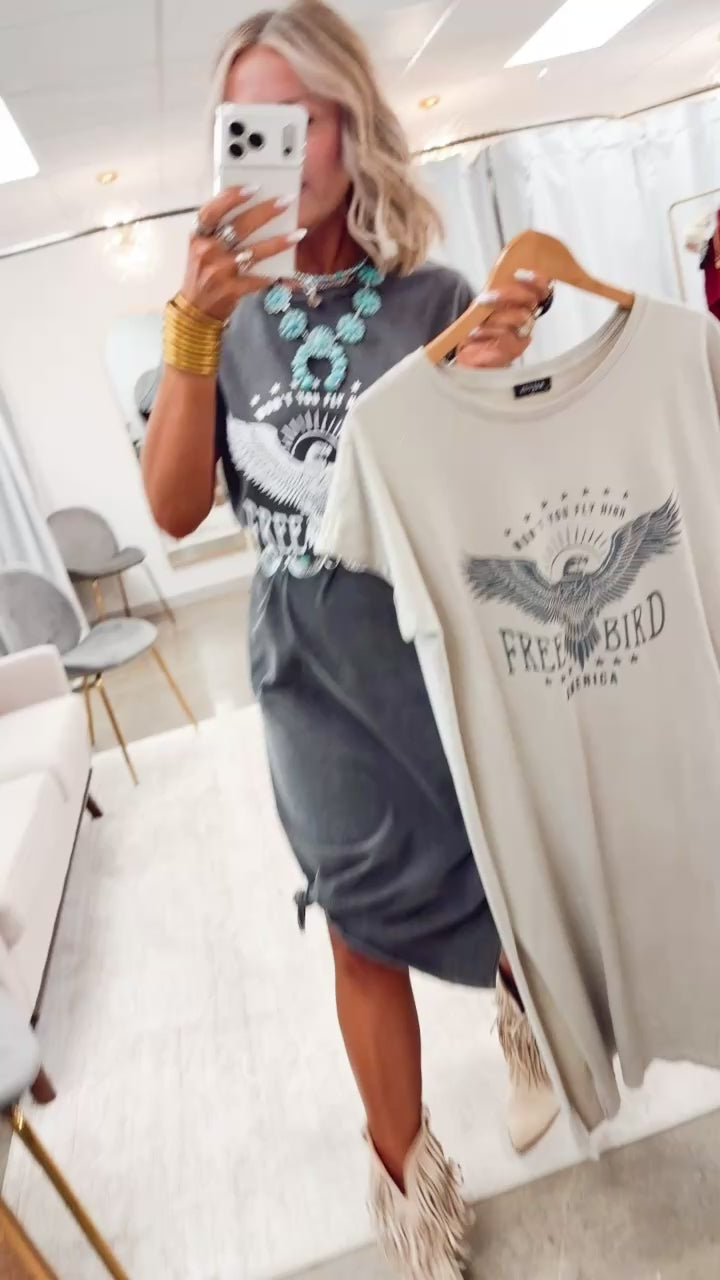 Won't You Fly High T-Shirt Maxi Dress-Black