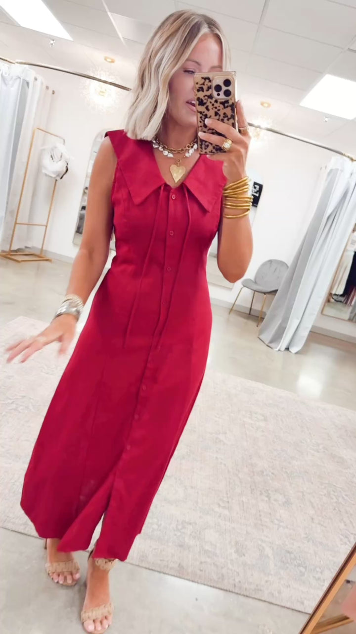 The Claire Midi Dress-Burgundy