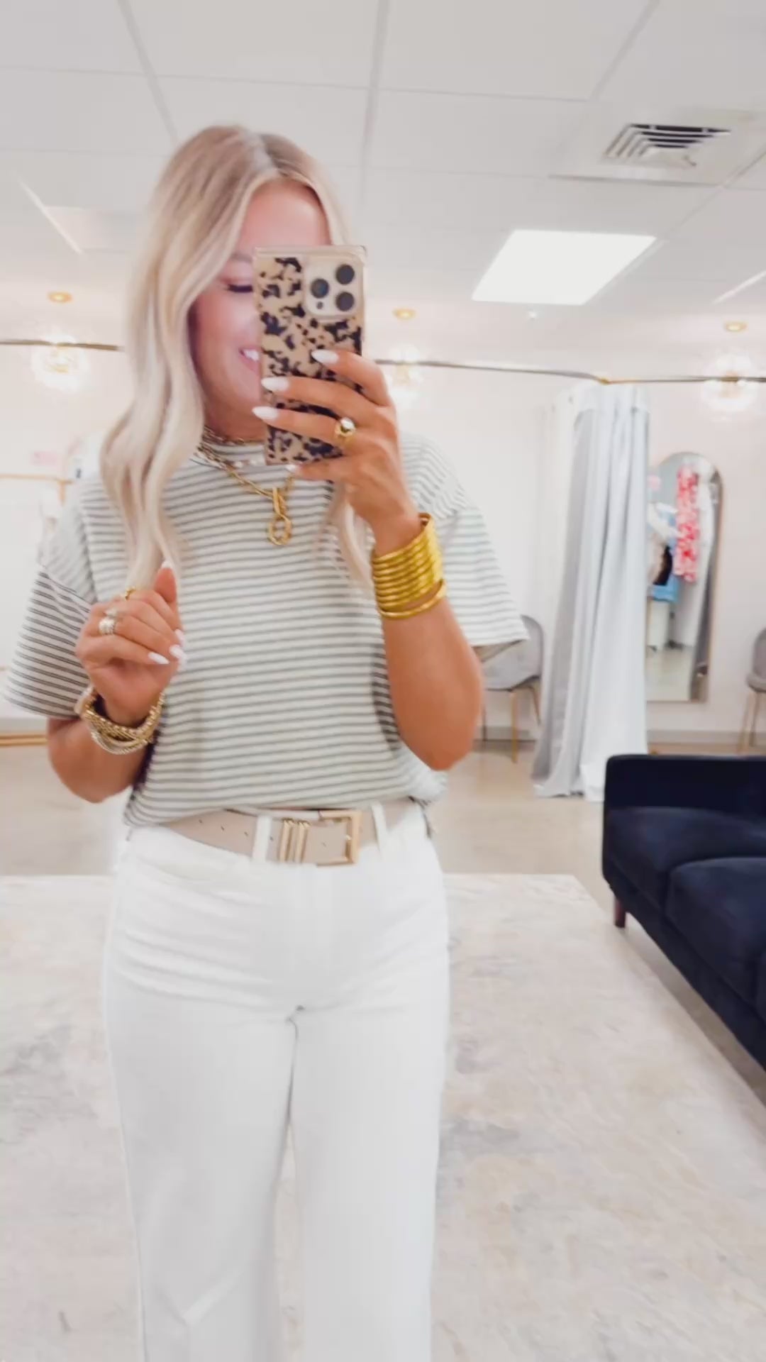 Lena Mock Neck Stripe Tee