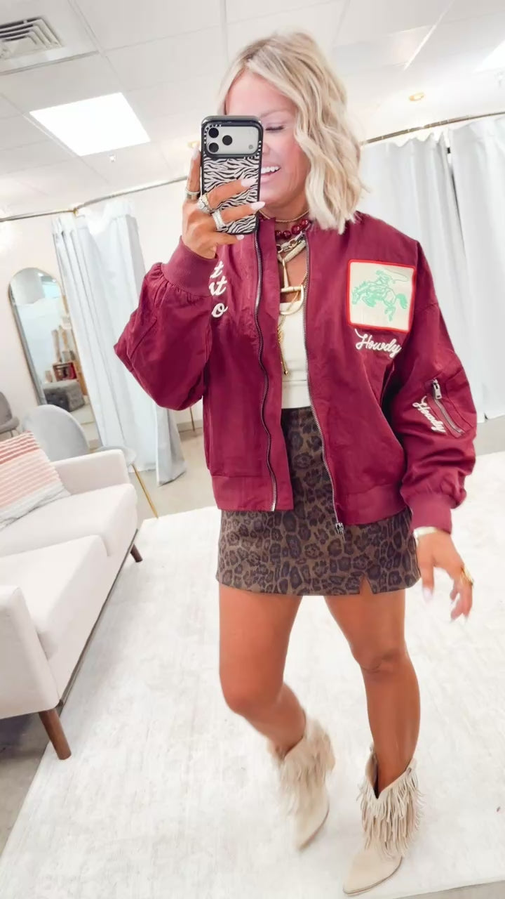 West League Bomber Jacket-Burgundy